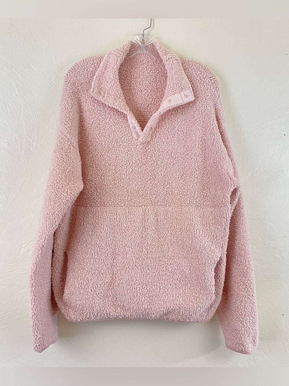 Skims Size Small/Medium Pink Sherpa Mock Neck Full Sleeve Pullover Sweater